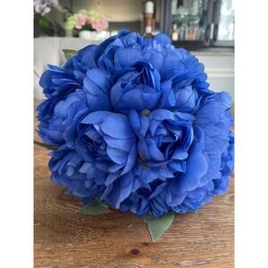 Royal Blue-colored Artificial Peony Bouquet 11"